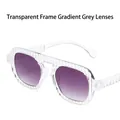 Water ripple textured clear frame sunglasses with purple to grey gradient lenses - Transparent Frame Gradient Grey