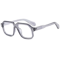 Retro square translucent grey sunglasses with UV protection for a minimalist unisex look - Transparent Grey Frame Clear Lens