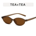 Retro-ovale Sonnenbrille in Teefarbe mit lichtdurchlässigem Gelee-Rahmen für Vintage-Look - Tee Rahmen Tee Gläser