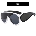 Oversized trendy sunglasses with futuristic black and white frame and grey lenses - Solid White Frame Gray Lens