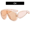 Champagne oversized wraparound sunglasses with hollow-out design and transparent finish - Champagne Frame Tea Lens