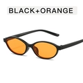 Retro oval sunglasses with classic black frame and vibrant orange lenses for women - Glossy Black Frame Orange Lens