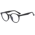 Classic black round frame sunglasses with vintage metal stud accents for men and women - Matte Black / Anti-Blue Light Clear Lens