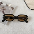 Macro shot of retro sunglasses temple showing model 12169 and size parameters detail - Black Frame Tea Lens