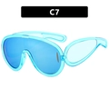 Trend oversized shield sunglasses with blue mirrored lens and transparent frame C7 - Blue Frame Blue Lens