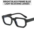 Classic thick square black frame sunglasses with blue light blocking lenses - Glossy Black Frame Anti-Blue Light Lens