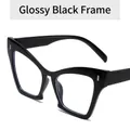 Montatura per occhiali cat-eye nero lucido con lenti grandi anti-luce blu - Montatura nero lucido
