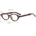 Occhiali ovali cat-eye tartarugati retrò con rivetti a riso larghezza 14,5cm 22g - Stampa leopardata