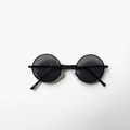 Kids vintage round metal frame sunglasses in black finish with dark tinted lenses - Black