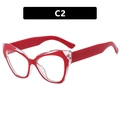 Cat-Eye-Brillengestell in zweifarbigem Rot und Transparent für Damen - Rot & Transparent Patchwork
