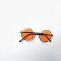 Kids vintage round metal sunglasses with orange lenses and golden frame for fashion look - Orange