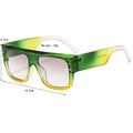 Square frame oversized sunglasses with green yellow gradient frame and purple lenses - Green and Yellow Gradient