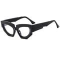 2024 cat eye sunglasses with irregular black frame and geometric hip hop style - Glossy Black Clear Lens