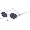 Vintage ovale cat-eye zonnebril met wit plastic montuur en donkergrijze lenzen voor dames - Wit