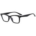 Classic black full-rim cat-eye square sunglasses with silver decorative triple rivets - Glossy Black Clear Lens