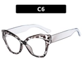 Cat eye glasses frames with leopard tortoise pattern and translucent blue temples, style C6 - Dark Tortoise & Light Blue