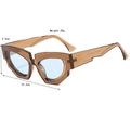 Irregular cat eye sunglasses with brown frame and light blue lenses for trendy women - Transparent Tea