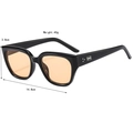 Retro square sunglasses with light tea lenses and black frames for UV protection - Shiny Black Light Brown