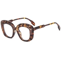 Chic tortoiseshell oval sunglasses with unique geometric cutout textured frames - Demi/White Lens