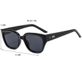 Square frame black sunglasses with grey lenses and silver metal temple detailing - Black