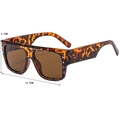 Square tortoise shell sunglasses with brown lenses and UV protection for women - Leopard Print
