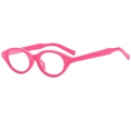 Oval cat-eye glasses in bright pink finish with decorative silver double metal dots - Rose Red Frame