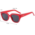 Square frame sunglasses in glossy red finish with dark grey lenses for UV protection - Red