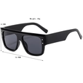 Classic black square frame oversized sunglasses for women and men with silver accents - Black