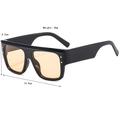 Square black sunglasses with light orange lenses and metallic silver dot details - Black Frame Light Tea