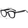 Occhiali da sole vintage neri oversize, larghezza 14 cm, montatura leggera da 28g - Lente Piana Anti-Luce Blu / Nero Lucido Lenti Trasparenti