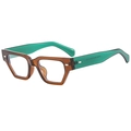 Lunettes de soleil géométriques, monture marron, branches vert menthe et rivets argentés - Monture Thé Verre Transparent