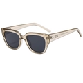 Champagne square cat-eye sunglasses with gray lenses and metallic side accent - Light Tea