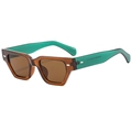 Gafas de sol retro de montura gruesa en marrón y verde con detalles de remaches - Montura Té Lente Té