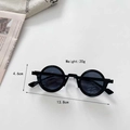 Steampunk round kids sunglasses showing 20g lightweight frame and 13.8cm width details - Black and Gray