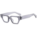 Lunettes de soleil rectangulaires gris translucide avec rivets argentés et anti-UV - Monture Gris Transparent Verres Transparents