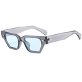 Lunettes de soleil rétro carrées avec monture grise translucide et verres bleu clair à rivets - Monture Grise Verres Bleus