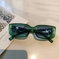 Retro emerald green rectangular sunglasses with iconic metal V-logo on dark lenses - Green