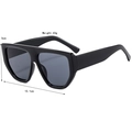 Square oversize black frame sunglasses with dark grey lenses and specific measurements - Black