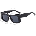 Retro black square frame sunglasses with thick legs and dark lenses for men and women - Bright Black