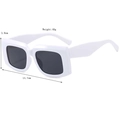 Vintage white rectangle frame sunglasses with thick legs and dark grey lenses for unisex - White