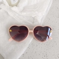Pink heart-shaped kids sunglasses with gold bee accents and gradient lenses - Pink Bee Heart