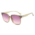 Détail des verres dégradés rose-violet et monture carrée transparente couleur champagne - Monture Vert Transparent Verres Rose Violet