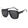 Detailed dimensions of oversized square sunglasses with 15cm width and 5.5cm height - Black Frame Grey Lens