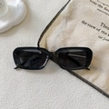 Chic black thick frame rectangular sunglasses with dark lenses for a retro summer style - Smoke Gray