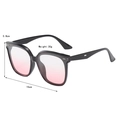 Detailed dimensions of oversized square sunglasses with pink gradient lenses and black frames - Black Frame Gradient Pink Lenses