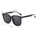 Detailed dimensions of oversized black sunglasses showing 28g weight and frame measurements - Black Frame Grey Lens