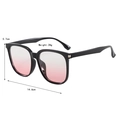 Detail view of oversized sunglasses featuring black frames and pink gradient lenses - Black Frame Gradient Pink Lenses