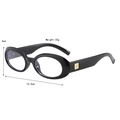 Detail view of oval frame sunglasses with gold temple decor, 14.5cm wide and 4cm high - Black Frame Clear Lens