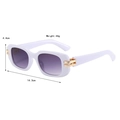 White square frame sunglasses with purple gradient lenses and gold hinge detail - White Frame Grey Purple Lens