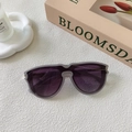 Square gradient purple lens sunglasses with transparent grey frame in a cozy setting - Premium Grey